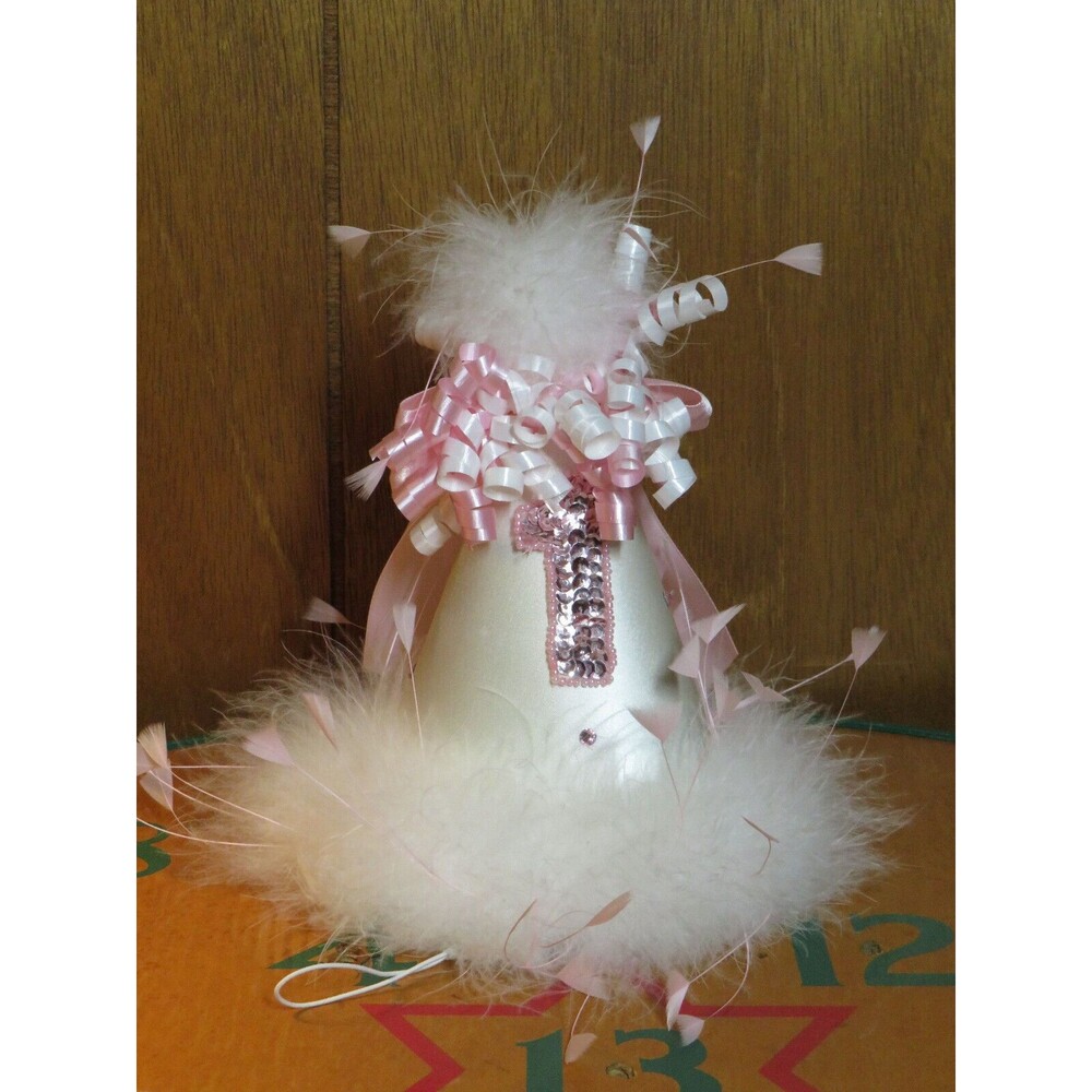 NEW Custom White Pink Sequined Baby's First Birthday Hat